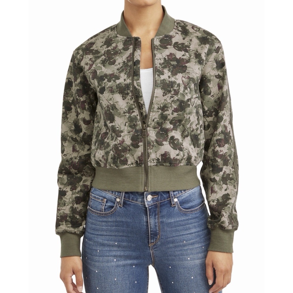 Sofia Jeans by Sofia Vergara Bomber Jacket XL Floral Camo Print‎ Zip-Up Women